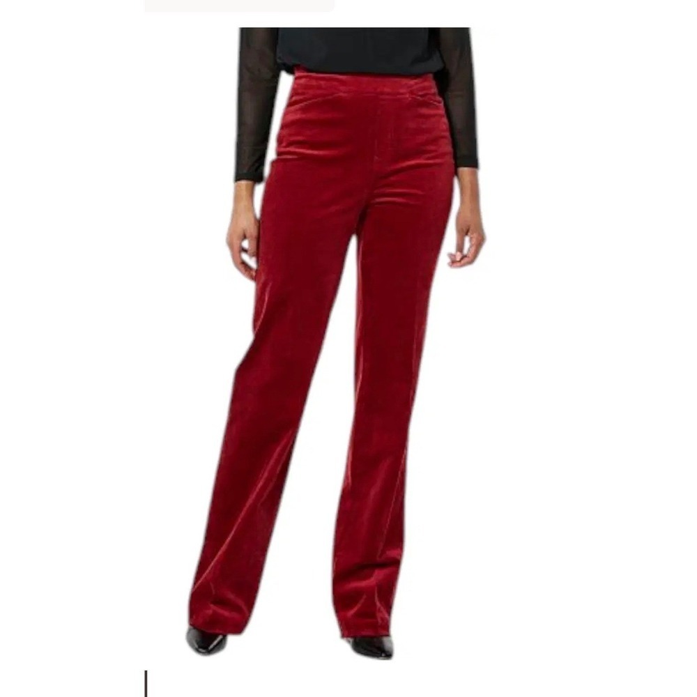 DG2‎ Diane Gilman Red Velvet Pull On Flare Pants Ruby Red 0P Petite RN 92309